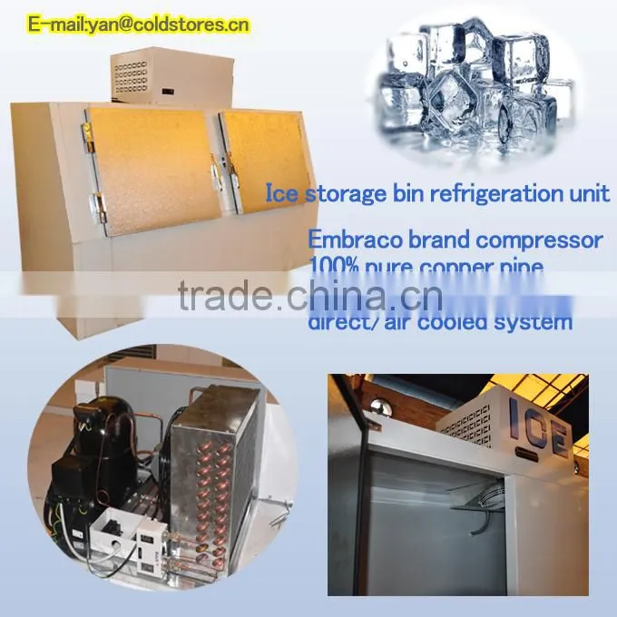 Ice store bin with double doors/bevel design/top compressor