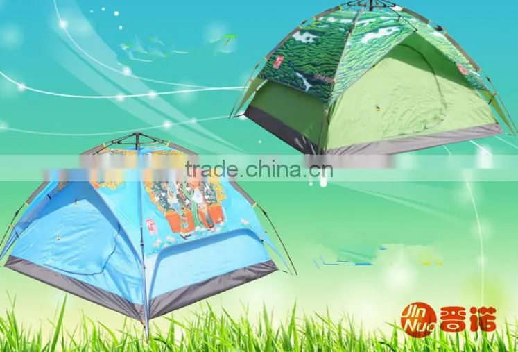 3-4 person Double Layers Fiberglass Pole Camping Tent