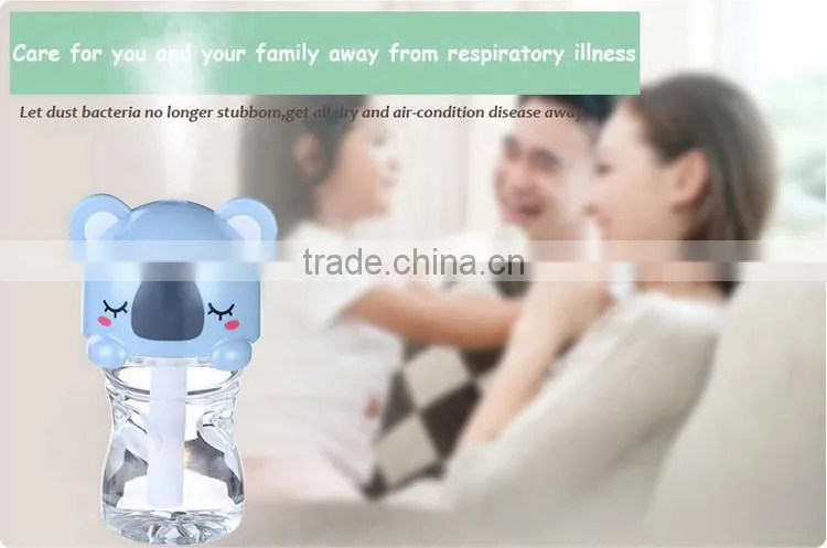 Home office travel usb portable cartoon bottle led light humidifier/essential oil diffuser for aromatherapy