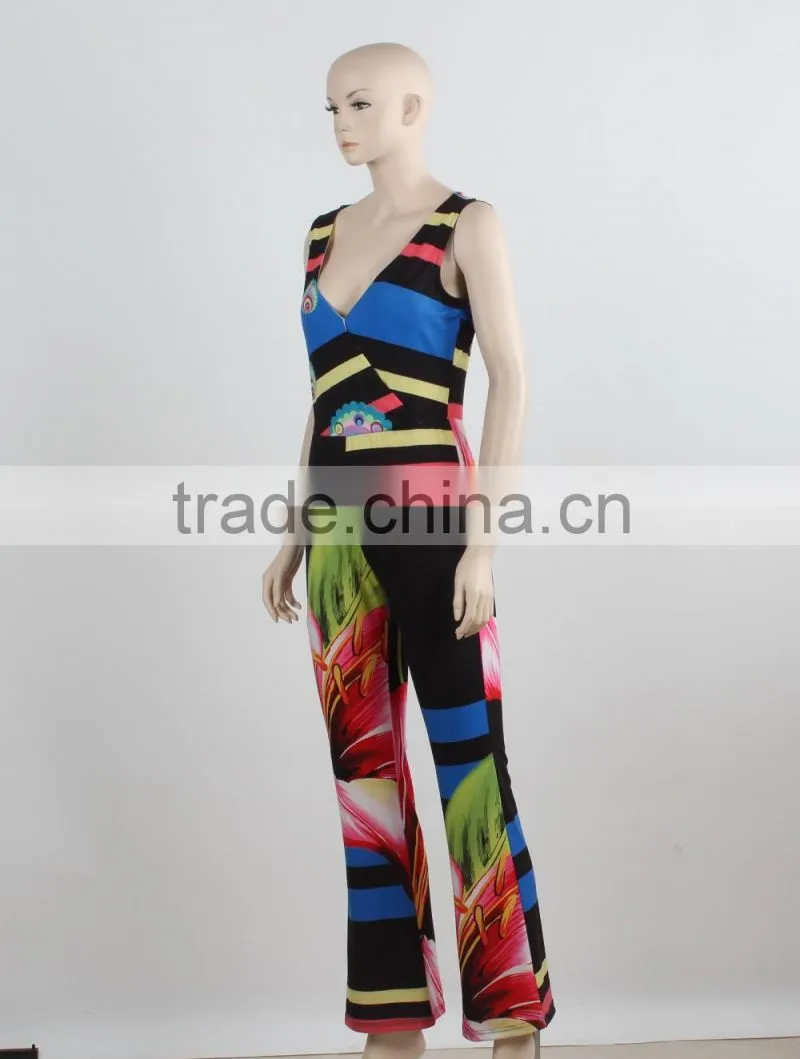 OEM custom bodycon jumpsuit summer swimming beach wear fashion printing beach party jumpsuit manufacture