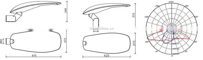TUV-GS approved post top/side mounting patent lens high efficient 60w led street light