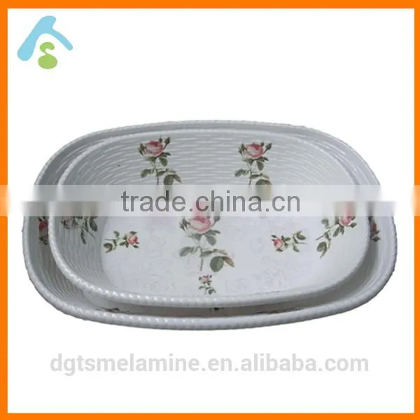 Wholesale rectangle melamine vegetable basket in assorted colors