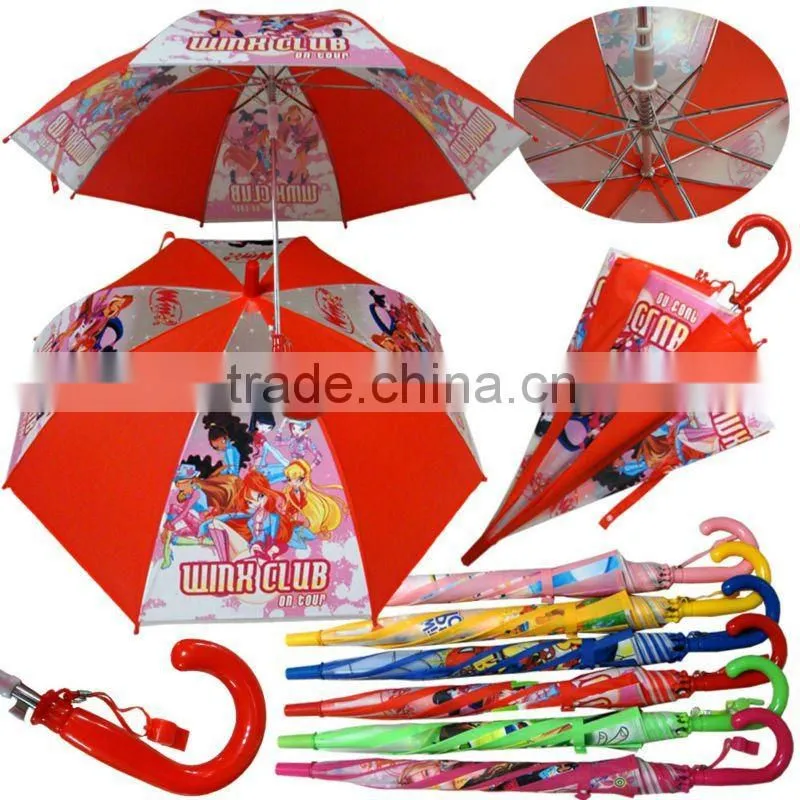 blue pictures printing PVC children umbrella with whistle