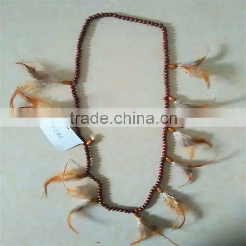 Exquisite design dress party blue-red beaded with ivory necklace