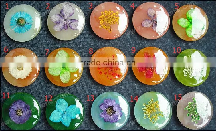 2015 round 14mm /20mm/25mm real dried flower resin cabochon pendant