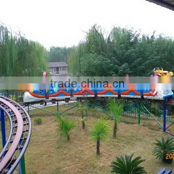 Theme park amusement rides mini roller coaster train slide dragon for children