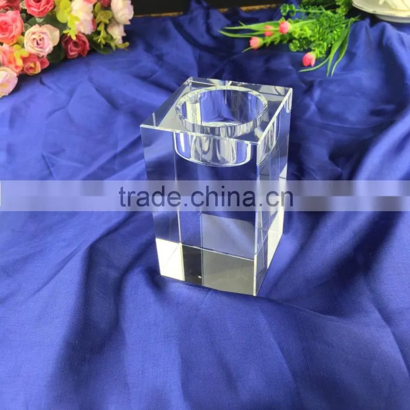 K9 Material Cubic Crystal Glass Candelabra For Table Center