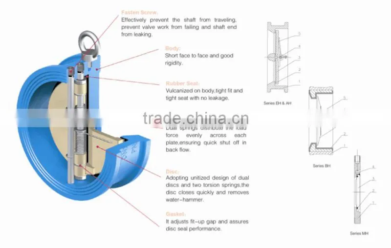 DN300 PN 16 Ductile Iron Body&Disc Wafer Type Butterfly Check Valve