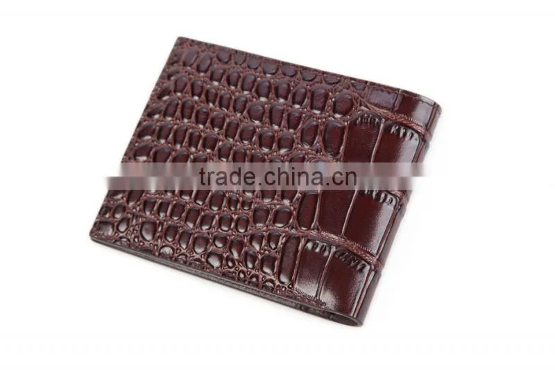 Branded Alligator Pattern Top Grain Leather Men Wallet with Good quality