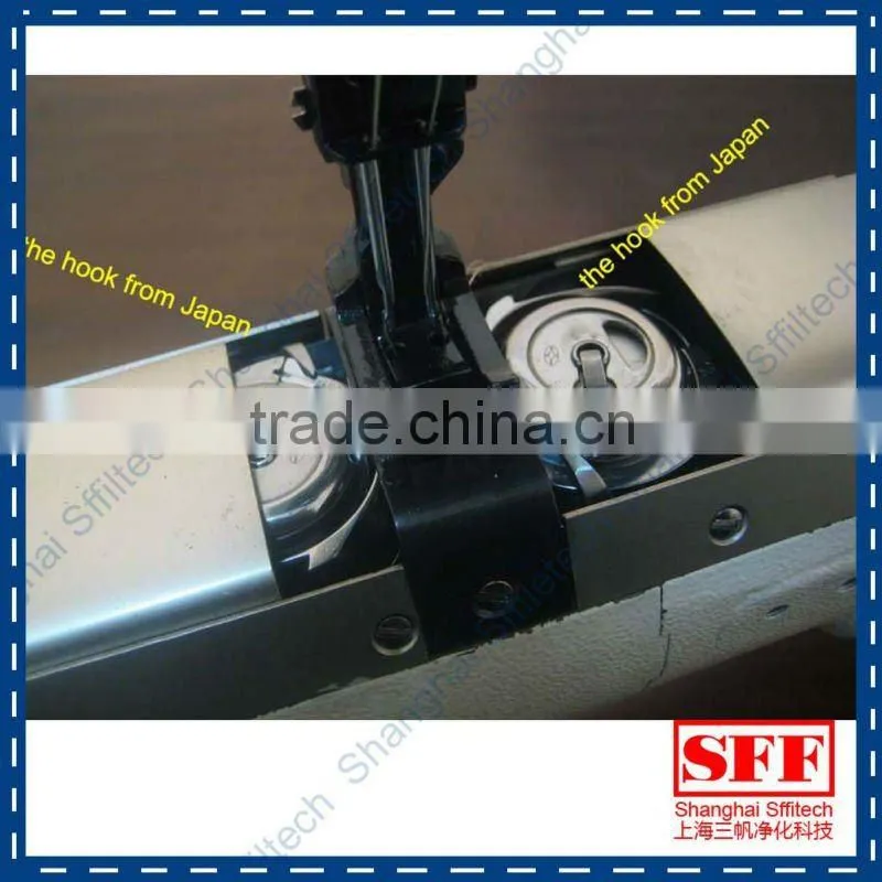 Short arm sewing machine for top and bottom of filter bag