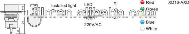 16mm diameter 2pin 24V yellow color auto led indicator light led light bulb