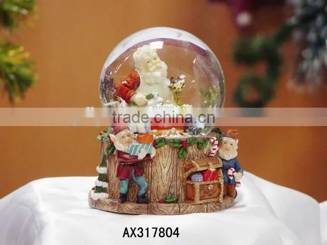 Customized music crystal glass snow ball for Christmas gift resin Craft / christmas glass snow ball