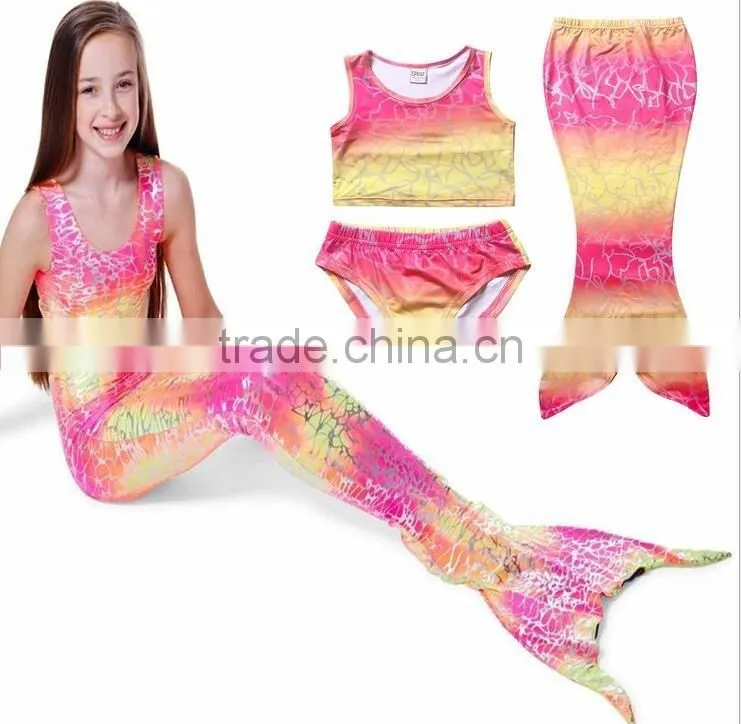 Hot Kids Girls Mermaid Tail Swimmable Bikini Set Swimsuit Swimming Costume