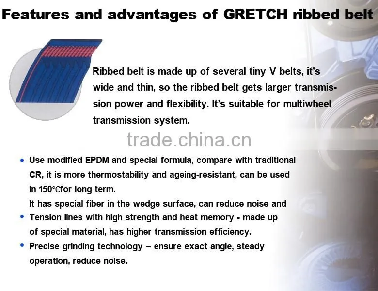 6PK1890 rubber ribbed v belt for Toyota