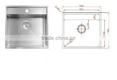 POATS PS-1111 Stainless Steel Sink Overall Size: 540X500X185mm