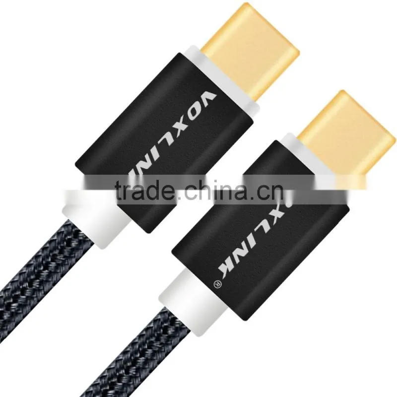 Voxlink 0.5m TYPE-C male to male mobile phone data cable charging cable nylon braided metal wire black