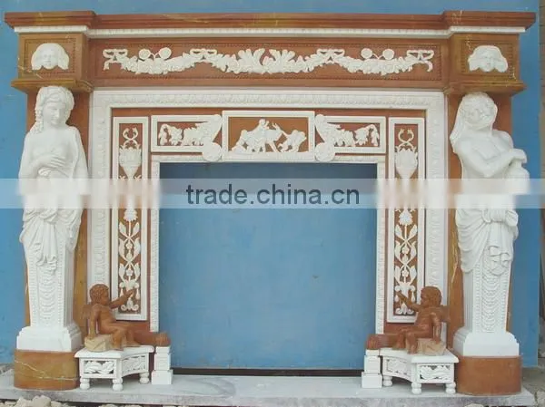 French style pillar carved marble fireplace mantel