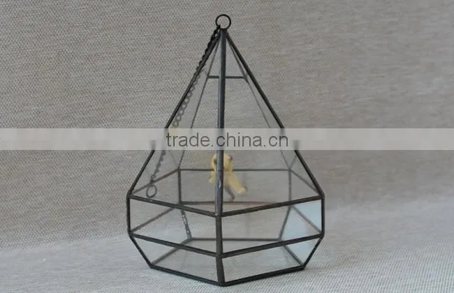 Micro indoor deocr landscape vase hanging geometric glass terrarium
