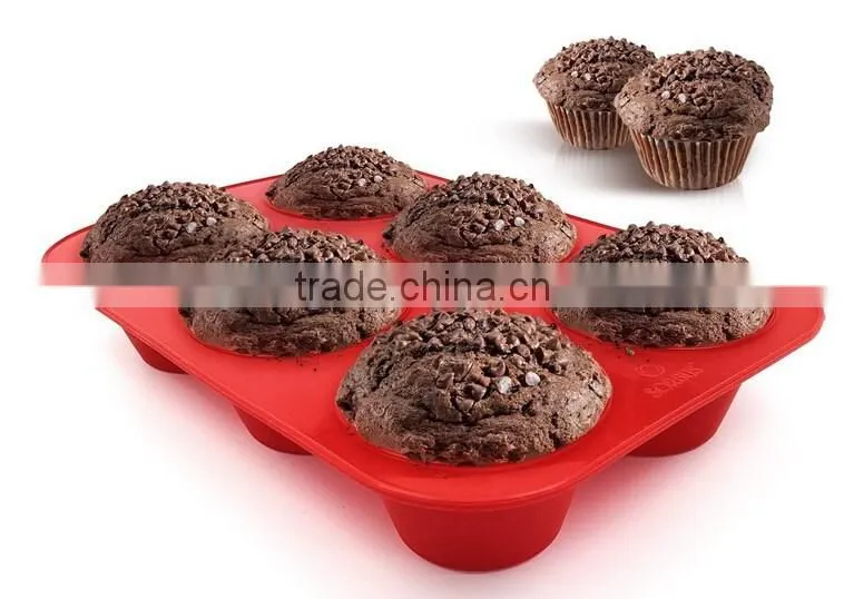 6 Cavity Silicone Jumbo Muffin Baking Pan