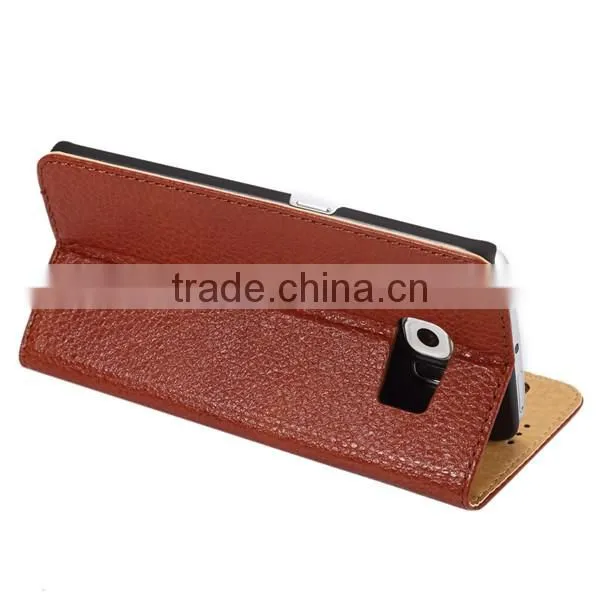 Window View Leather Case For Samsung S6 edge With Sleep Wake Fuction, genuine leather case