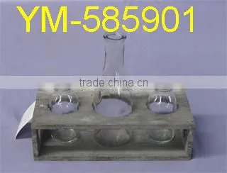 Garden product glass candle holder,Wooden Candle Holder