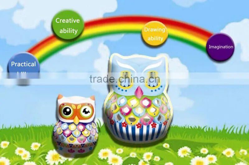 factory new design DIY free coloring ceramic owl candle holder