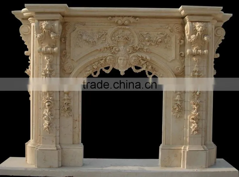 European Palace Style Large Marble Fireplace Mantel