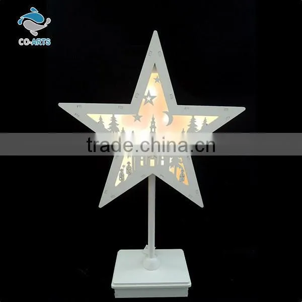 Fancy design holiday decoration white wooden lighting gift items