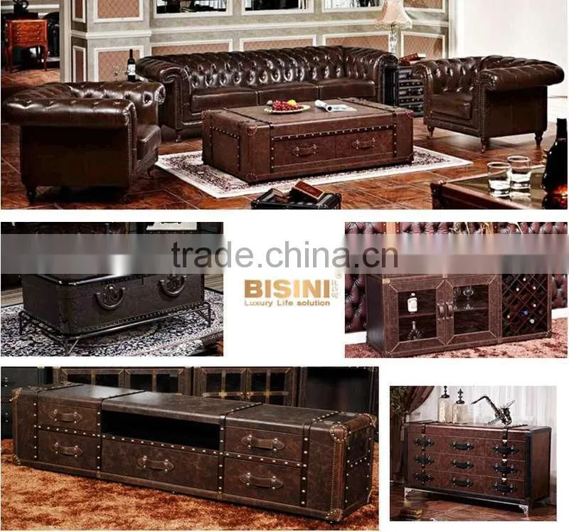 BISINI Leather Office Desk, Study Room Desk, Office Furniture (BF08-0246)
