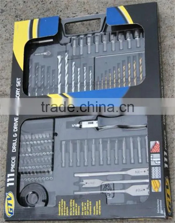 111PCS Drills & Drive Accessory Set(SCREWDRIVER BITS/MASONRY DRILL BITS/H.S.S. TWIST DRILLS SET)