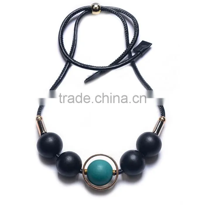 chunky rubber beads leather necklace choker leather necklace geometric necklace
