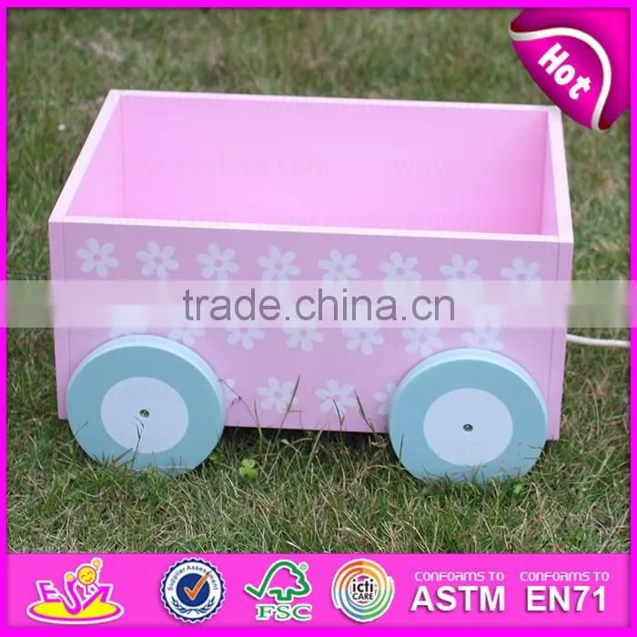 2017 new products girls pink wooden storage bins W08C175