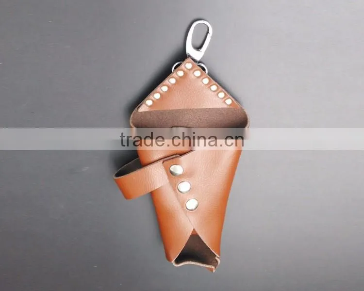 Leather Scissors Holder Case Rivet Clips Bag