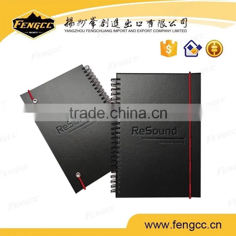 Promotional paper cover memo notebook logo stamp with elastic string