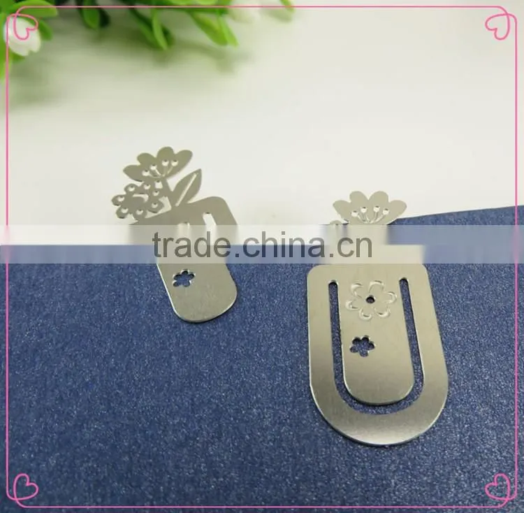 Custom wholesale cherry flower shape kids metal bookmarks for books