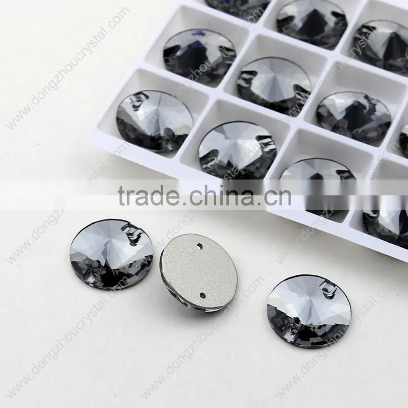 HOT SELL! k5 high quality crystals! Flat back with 2 holes round sewing on rhinestones