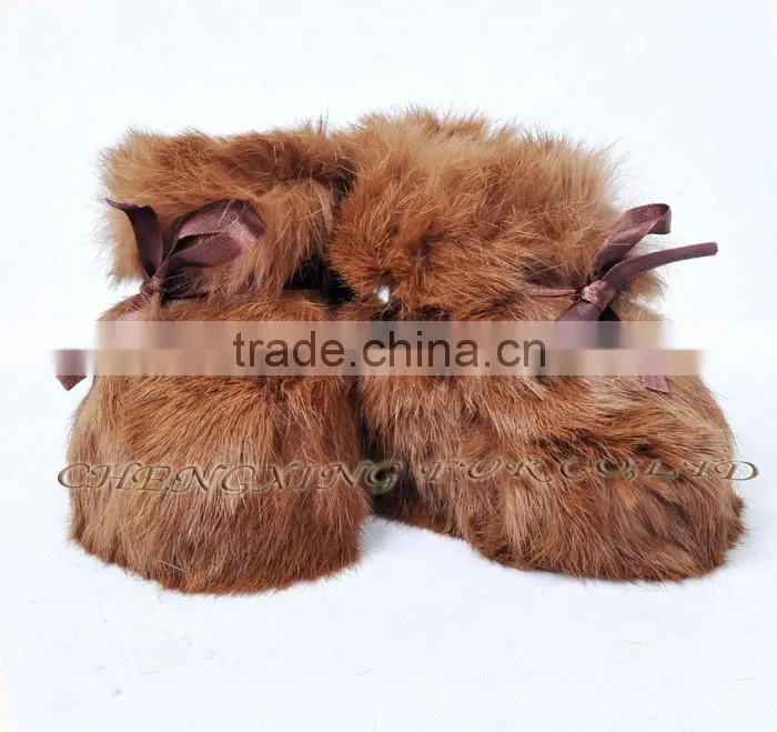CX-SHOES-07C European Genuine Rabbit Fur Baby Shoes