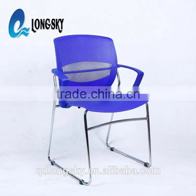 LS-4025F Fashion design stackable metal frame plastic chair with arms metal stacking conference chair