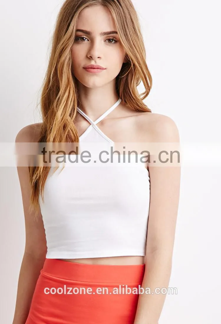 Halter self tie neck crop top wholesale women tops