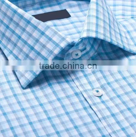 latest fashion design short sleeve check dress shirt for man