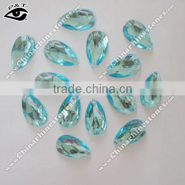 Flat back Tear Drop 17x28mm Lt aquamarine blue color Sew on Stone Acrylic Rhinestone for clothing shoes wedding dresses