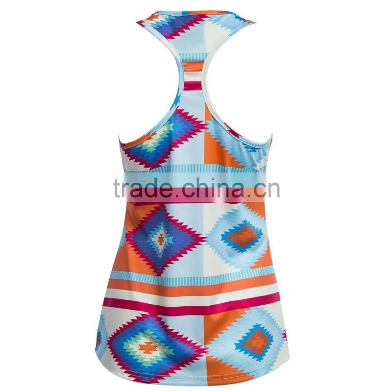Latest Sleeveless Printed Tank Top Designs Floral Printed Tank Top For Girls