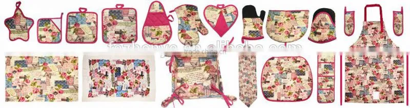 AZO-free Flower Design Cotton Twill Potholder With Knitting