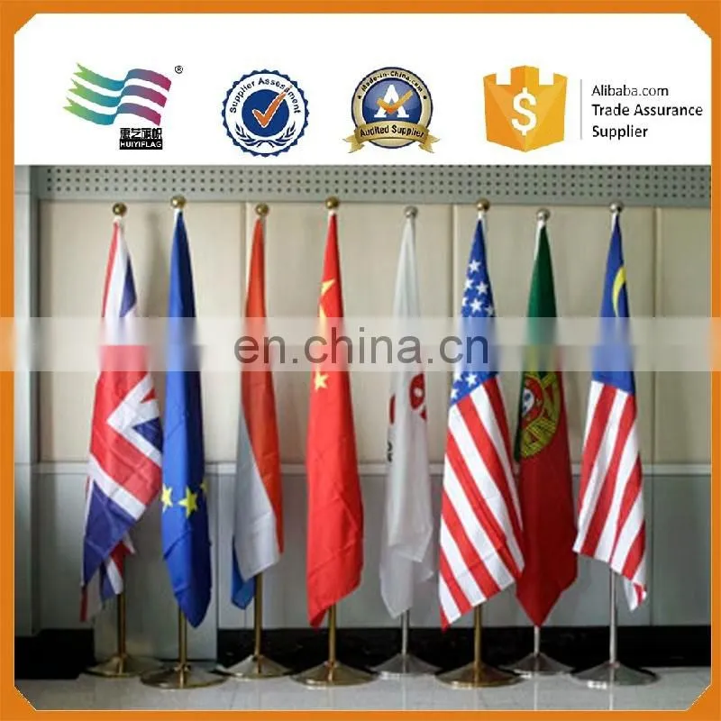 Indoor standing steel flag pole with base