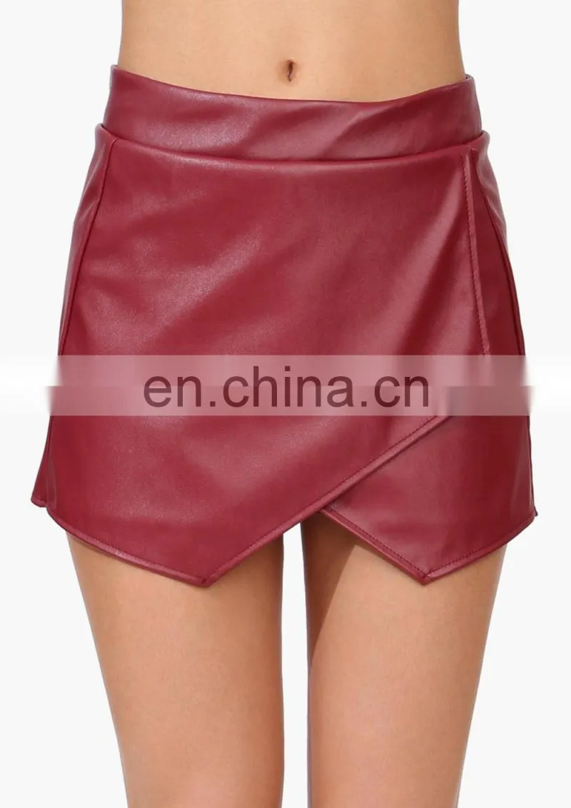 Wholesale top fashion faux leather sexy women shorts