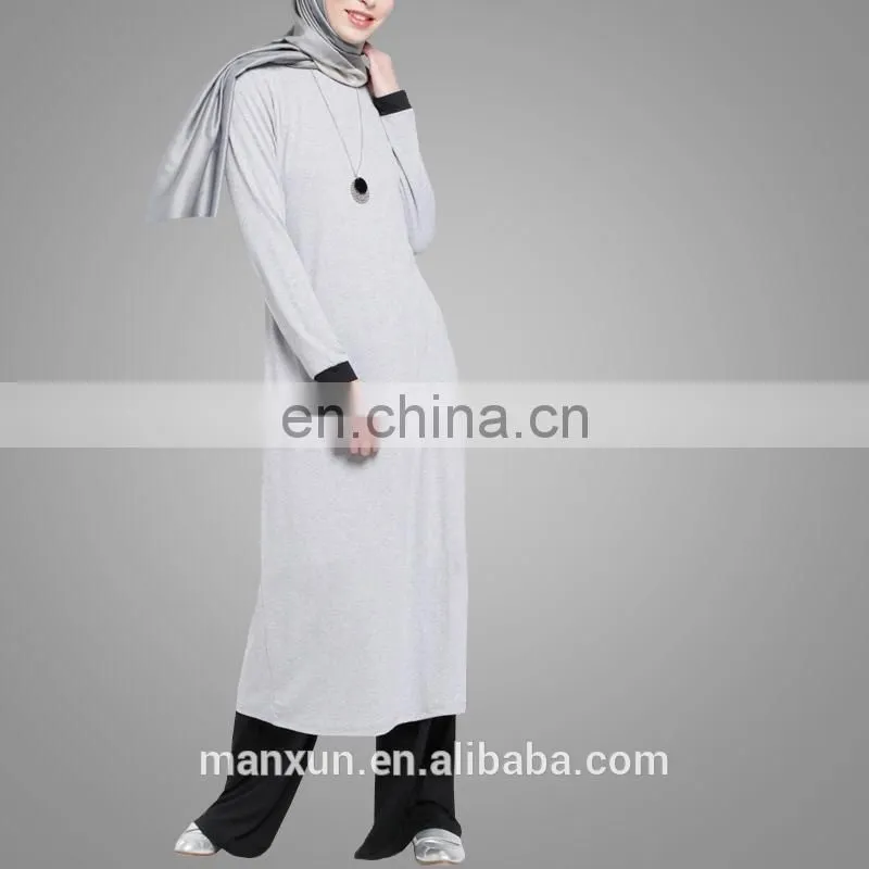 New Design Adults Age Group Casual Women Islamic Clothing Muslim Autumn Suit Long Sleeve Side Slit Sportive Tunic Tops