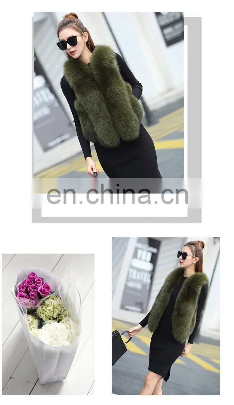 2016 New Genuine Real Fox Fur Vest Women's Fox Fur Coat Natural Fur Fox Vest
