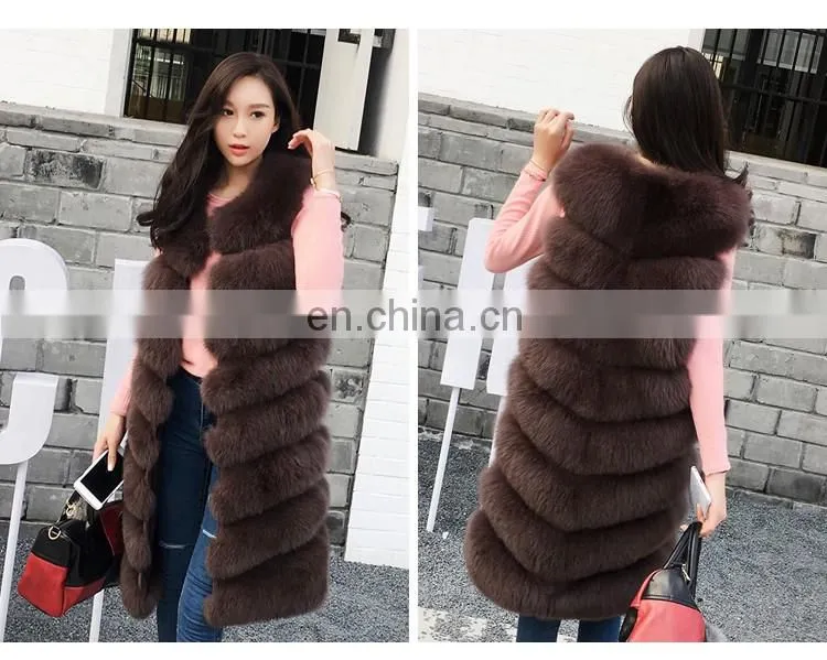 Russian Style Real Fox Fur Vest for Women Luxurious Handmade Long Vest