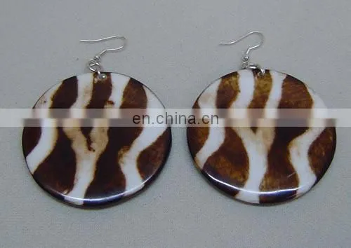 Beautiful Blue Bone and Brass Fashion Earring