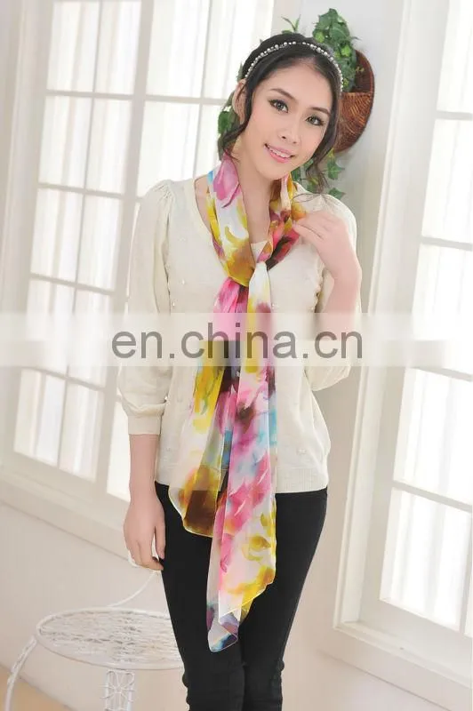 Fashion Ladies 100% Silk Chiffon Scarf